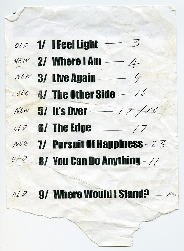 IMAGE: The Lansdowne set list